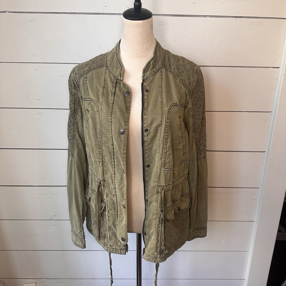 Anthropologie‎ Hei Hei Marais Eyelet Utility Cargo Jacket Olive Green M Gorpcore